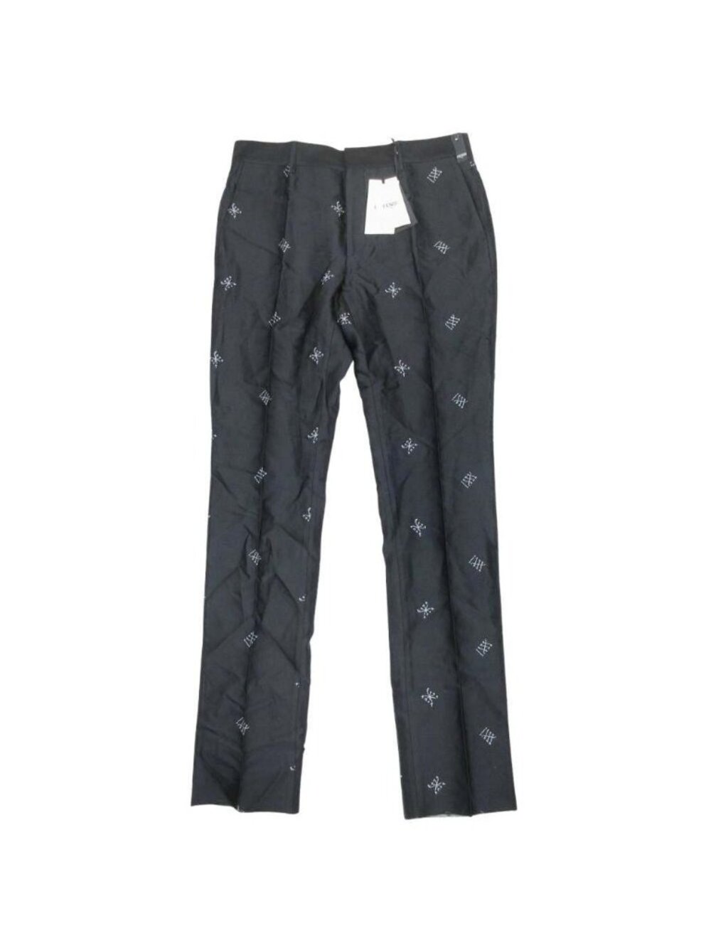 Fendi Fiend Logo Jacquard Trousers Pants Silk Blend 50 Black